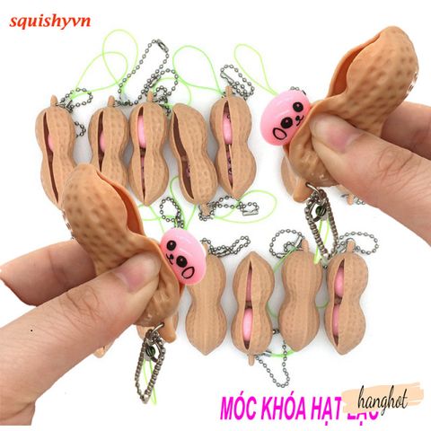 Móc Khóa Dễ Thương Hạt Đậu Phộng - Giải Tỏa Căng Thẳng, Chất Liệu PVC, Thiết Kế Ngộ Nghĩnh, Lựa Chọn 1-10 Chiếc