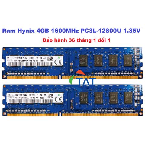 Ram PC 4GB DDR3 Hynix/Samsung 1600Mhz PC3L 12800MHz 1.35V cho Máy Tính Để Bàn - Bảo Hành 36 Tháng, Đổi 1