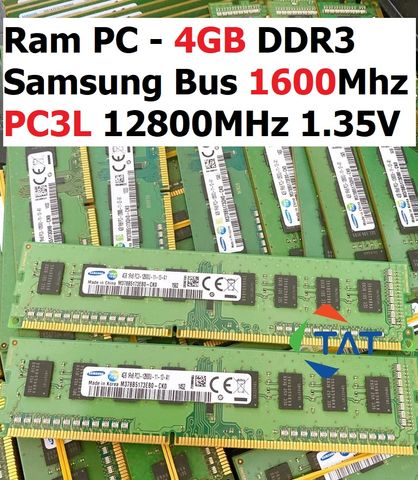 Ram PC 4GB DDR3 Hynix/Samsung 1600Mhz PC3L 12800MHz 1.35V cho Máy Tính Để Bàn - Bảo Hành 36 Tháng, Đổi 1