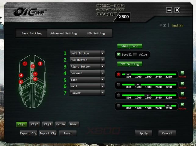 Chuột Gaming OYE X800 - Lập Trình Macro LED 3200DPI 7D Cao Cấp, LED 4 Màu Breathing Auto Switch, Thiết Kế Ergonomic