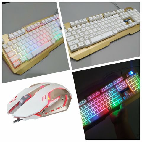 Combo Bàn Phím Chuột Gaming EWEADN K005 Trắng, Giả Cơ LED RGB 7 Màu Chống Nước - Phụ Kiện Hoàn Hảo Dành Cho Game Thủ và Văn Phòng