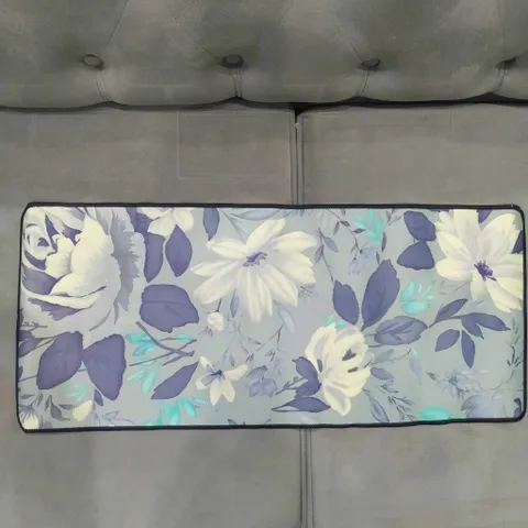 Miếng Lót Chuột Lớn Hoa Trắng Xanh Xám 70x30cm, Chống Nước, Chống Trượt, Dày 3mm, Phụ Kiện Game Thủ Siêu Bền, Giá Tốt