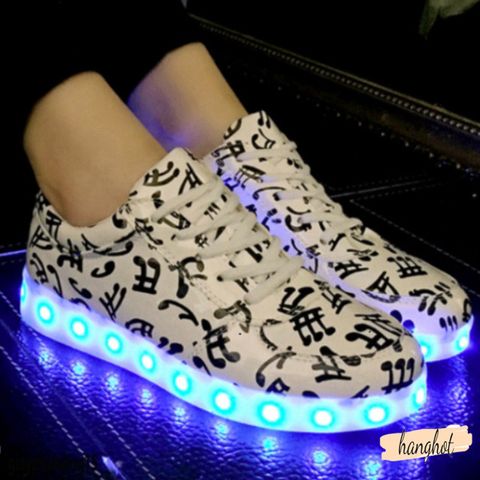 Giày LED Phát Sáng Đa Màu Cho Nam Nữ, Thể Thao Hàn Quốc, 8 Chế Độ Đèn Thời Trang Xuân Hè