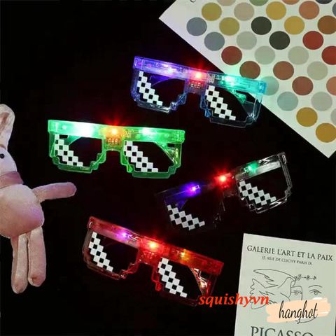 Kính Rèm LED Thug Life Phát Sáng Nhiều Màu - Kính Dạ Quang Độc Đáo Cho Tiệc Tùng, Dạo Phố, Gợi Cảm Ứng Dụng Nghệ Thuật