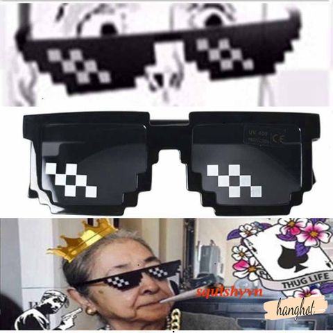 Kính Thug Life 6 Chấm - Mẫu Hot Trend 2023, Kính Mát Chụp Ảnh Nhóm Siêu Ngầu, Phong Cách Côn Đồ 8BIT Nam Nữ