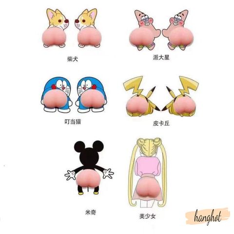Bộ 2 Hình Dán Silicon Mông Đào 3D - Squishy Trang Trí Điện Thoại Giảm Stress, Dễ Dùng, Độc Đáo