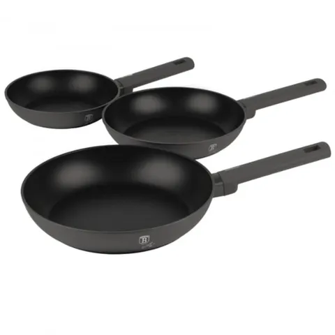 Bộ 3 Chảo Berlinger Haus Antracit 20/24/28cm - Chảo Chống Dính TitanPro Đa Năng, Phù Hợp Mọi Loại Bếp