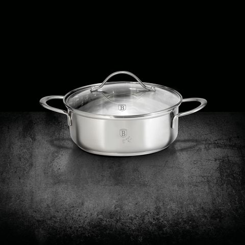 Nồi Berlinger Haus BH/6280 24cm Thép Không Gỉ - Nắp Kính Chịu Nhiệt, Dáng Thấp, Tiết Kiệm Năng Lượng, Chất Lượng Cao