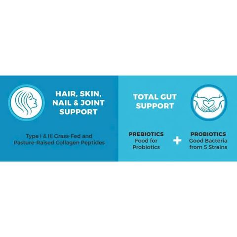 Bột Collagen Peptides Probiotics Orgain 726g - Tăng cường sức khỏe da, tóc, móng và khớp, không hương vị, 100% từ cỏ