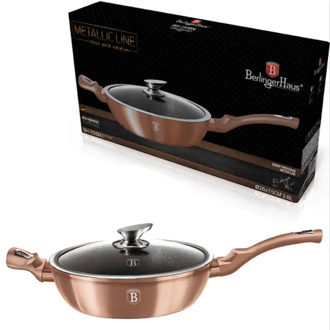 Chảo Berlinger Haus 28cm 4 lít 2 tay cầm - Nhôm Chống Dính An Toàn, Màu Rose Gold, Dùng Cho Bếp Từ, Tiện Lợi Cho Nhà Bếp