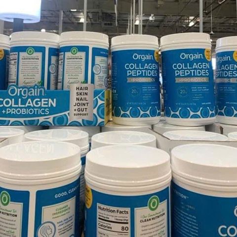 Bột Collagen Peptides Probiotics Orgain 726g - Tăng cường sức khỏe da, tóc, móng và khớp, không hương vị, 100% từ cỏ