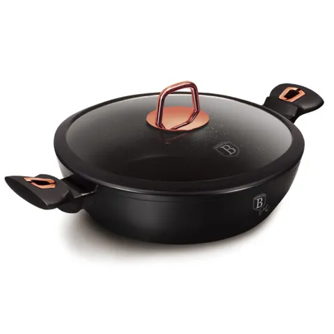 Nồi Chảo Có Nắp Berlinger Haus 28cm Màu Đen/Rose - Chất Liệu Nhôm Rèn, Đế Cảm Ứng Turbo, An Toàn Cho Bếp Từ