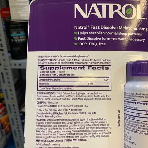 Viên ngậm ngủ Natrol 5mg - Kẹo ngủ tự nhiên hỗ trợ giấc ngủ sâu, giảm mất ngủ, cải thiện chất lượng giấc ngủ 250 viên