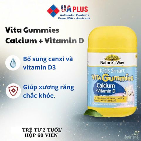 Viên nhai Nature's Way Vita Gummies Canxi + Vitamin D cho trẻ em, hỗ trợ phát triển xương và răng chắc khỏe - 60 viên