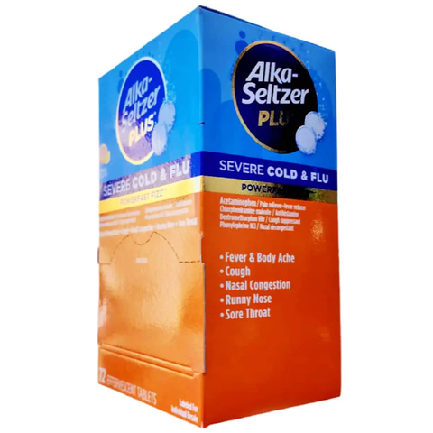 Viên Sủi Giảm Cảm Lạnh Alka Seltzer Plus Cold Flu PowerFast Fizz 72 Viên Vị Cam Chanh - Giảm Nghẹt Mũi, Đau Họng, Nhức Đầu, Dễ Uống