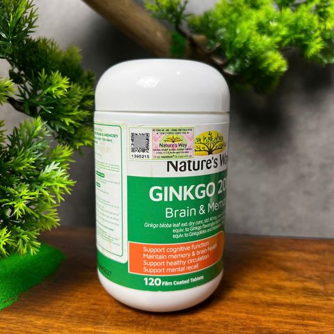 Viên uống bổ não Nature’s Way Ginkgo 2000 - Tăng cường trí nhớ và chức năng nhận thức, 120 viên, nhập khẩu Úc chính ngạch