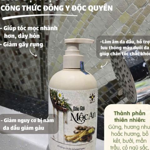 Dầu Gội Mộc An 300ml - Chiết Xuất Từ Thiên Nhiên Nhân Sâm, Gừng, Bồ Kết, Phù Hợp Cho Da Nhạy Cảm, Dưỡng Tóc Khỏe Mạnh