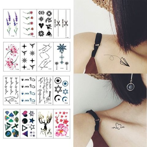 Bộ 30 Miếng Dán Hình Xăm Mini Tạm Thời Thời Trang Đầu Lâu Hoa Hồng Cá Tính - Dán Lưng Tay Ngực Nam Nữ 15 Ngày