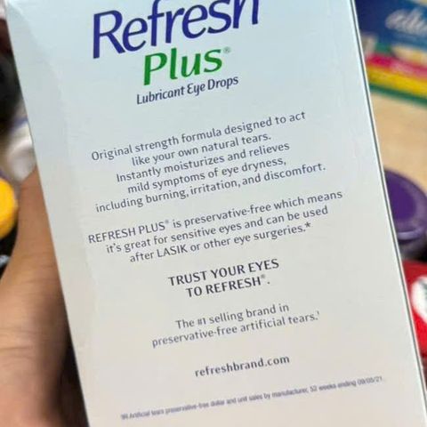 Nước Nhỏ Mắt Nhân Tạo Refresh Plus 100 Ống - Giảm Khô Mỏi, Bảo Vệ Mắt, Chăm Sóc Mắt Đáng Tin Cậy Từ Mỹ