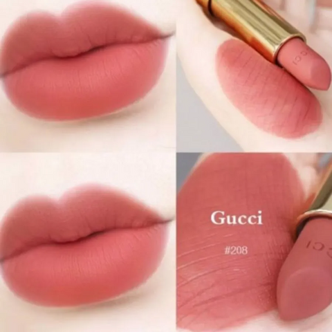 Son Gucci Rouge À Lèvres Voile 208 Hồng Đất - Đẳng Cấp, Chính Hãng, Dưỡng Ẩm, Phù Hợp Mọi Tông Da, Quyến Rũ Như Argentina