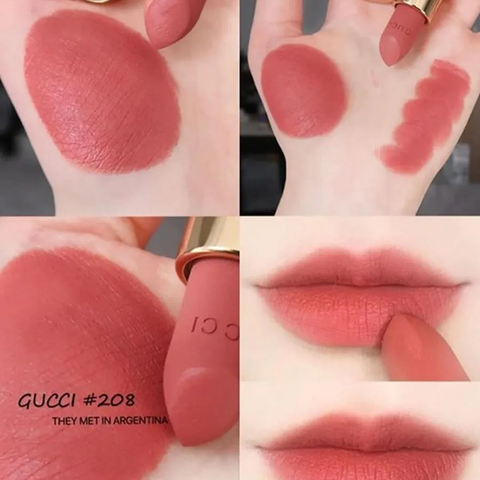 Son Lì Gucci Rouge À Lèvres Mat Edition Limited 208 - Màu Cam Đất Hàng Chính Hãng, Phong Cách Sang Trọng, Được Cảm Hứng Từ Argentina