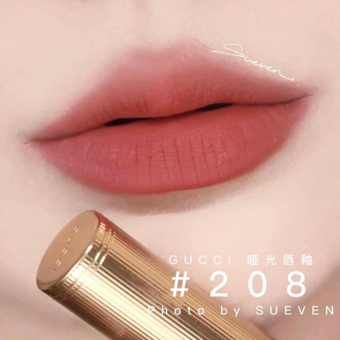 Son Gucci Rouge Lip À Lèvres Voile Matte 208 - Màu Hồng Đất Chính Hãng, Sang Trọng, Độc Đáo - Phù Hợp Mọi Hoàn Cảnh