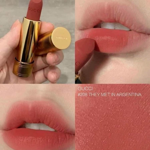 Son Gucci Rouge Lip À Lèvres Voile Matte 208 - Màu Hồng Đất Chính Hãng, Sang Trọng, Độc Đáo - Phù Hợp Mọi Hoàn Cảnh