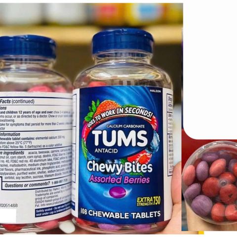 Viên nhai giảm đầy hơi Tums Chewy Bites 108 viên - Giải pháp nhanh chóng cho ợ nóng, khó tiêu với hương vị quả mọng nhập Mỹ