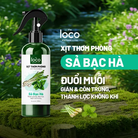 Xịt Phòng Tinh Dầu Sả Bạc Hà The Loco - Khử Mùi, Thanh Lọc Không Khí, Hương Tươi Mát 250ml - Giải Pháp Thơm Sạch Tự Nhiên