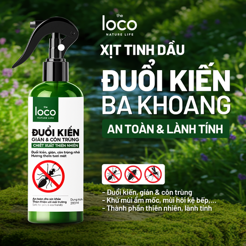 Chai Xịt Đuổi Kiến Sinh Học The Loco 260ml - An Toàn, Không Độc Hại, Tinh Dầu Tự Nhiên, Giải Pháp Đuổi Côn Trùng Hiệu Quả