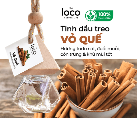Tinh Dầu Vỏ Quế The Loco Home - Tinh Dầu Khử Mùi Treo Xe, Tủ Quần Áo, Không Gian Nhỏ, 8ml