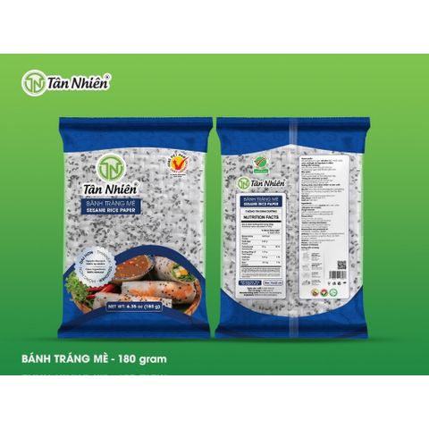 Bánh Tráng Mè Tân Nhiên 180 Gram - Dẻo Thơm, Cuốn Rau Thịt Hấp Dẫn, Không Phẩm Màu, Hương Vị Truyền Thống Việt