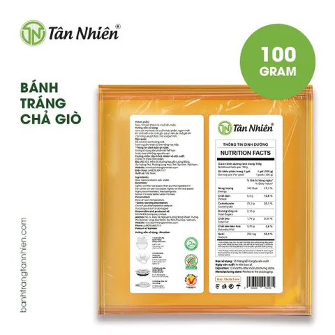 Bánh Tráng Chả Giò Tân Nhiên 100g - Đặc Sản Tây Ninh Cực Ngon, Kích Thước 15x16.5cm - Thưởng Thức Món Chả Giò Đúng Điệu