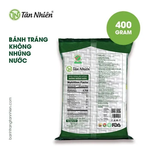 Bánh Tráng Siêu Mỏng Tân Nhiên 400g - Đặc Sản Tây Ninh Dùng Kèm Gỏi Cuốn, Bì Cuốn, Món Nướng, Xào