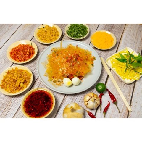 Combo Bánh Tráng Cắt Sẵn Tân Nhiên 1kg + 1 Hũ Muối Sặc Nhất Vị - Tiện Lợi, Ngon Chuẩn Vị Bánh Tráng Trộn