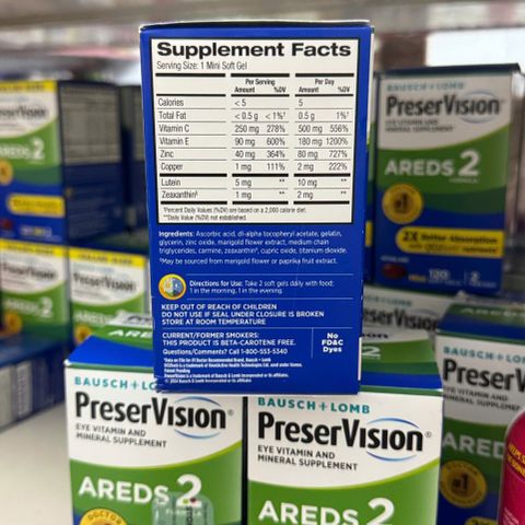 Viên Uống Bổ Mắt PreserVision AREDS 2 Mini Softgels - 130 Viên Hỗ Trợ Thị Lực và Võng Mạc Cho Người Trung Niên và Cao Tuổi