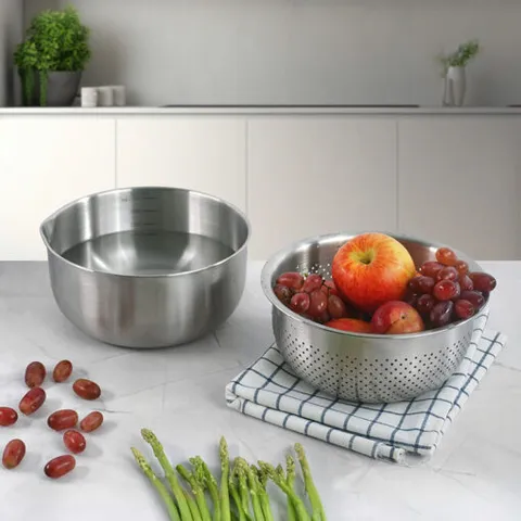 Set âu và rổ inox GKÖCH 2IN1 MYXED1718 - Bộ trộn và rửa 20,5cm & 21cm, Giải pháp bếp hoàn hảo cho món ăn hàng ngày