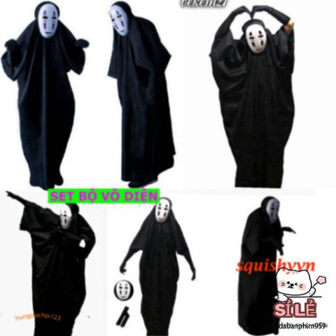 Bộ Trang Phục Cosplay Vô Diện Kaonashi Spirited Away - Áo Choàng Đen & Mặt Nạ Cho Trẻ Em và Người Lớn, Thích Hợp Mọi Sự Kiện Halloween, Lễ Hội
