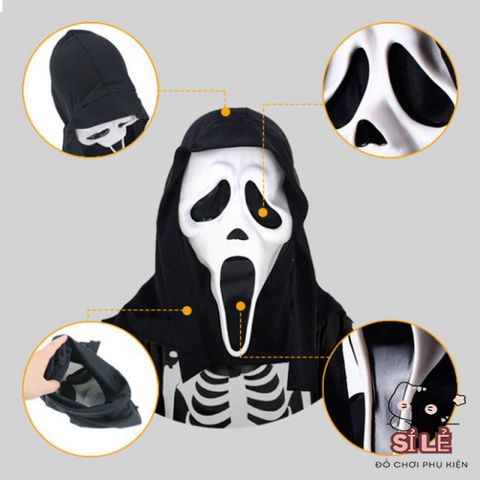 Mặt nạ Ghostface Halloween - Thiết kế độc đáo cho bữa tiệc hóa trang, tạo không khí kinh dị vui nhộn, phù hợp mọi lứa tuổi
