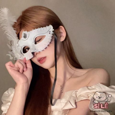 Mặt Nạ Hóa Trang Nửa Mặt Nhật Bản Có Lông Vũ - Phụ Kiện Halloween Quyến Rũ Cho Tiệc Tùng Và Sự Kiện Đặc Biệt