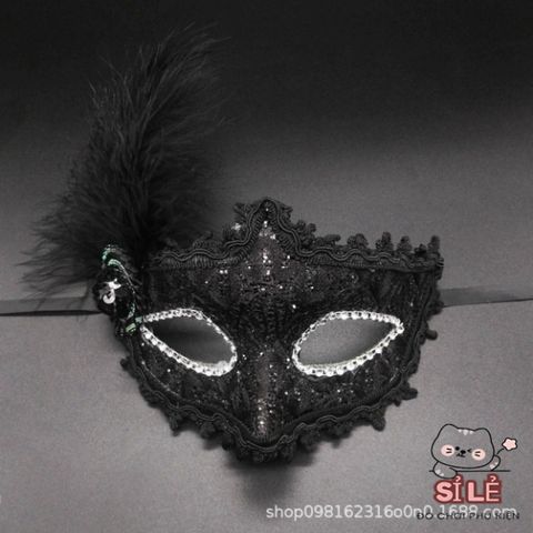 Mặt Nạ Hóa Trang Nửa Mặt Nhật Bản Có Lông Vũ - Phụ Kiện Halloween Quyến Rũ Cho Tiệc Tùng Và Sự Kiện Đặc Biệt