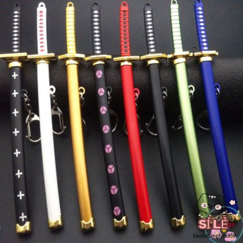 Móc Khóa Kiếm Katana Zoro Law One Piece - Phụ Kiện Anime Chất Liệu Hợp Kim Không Gỉ Bền Bỉ, Dài 16cm