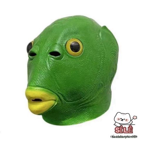 Mũ Quái Vật Xanh Lá Dễ Thương - Trang Phục Cá Đầu Xanh Sáng Tạo cho Tiệc Rave và Lễ Hội Âm Nhạc