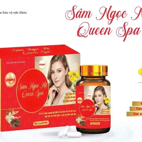 Sâm Ngọc Nữ Queen Spa - Viên Uống Cân Bằng Nội Tiết Tố Nữ, Hỗ Trợ Đẹp Da và Giảm Lão Hóa, Tổng 60 Viên