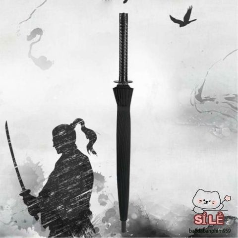 Ô Dù Samurai Đen Thiết Kế Mô Phỏng Kiếm Nhật Katana 16 Tầng - Chống Gió Bền Bỉ, Phong Cách Độc Đáo Cho Người Dùng Thời Thượng