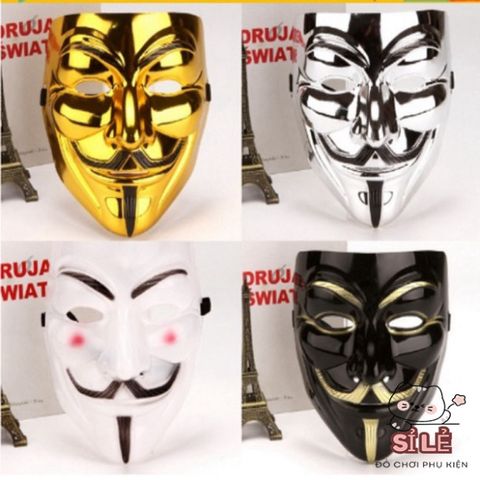 Mặt Nạ Hacker Chúa Anonymous Độc Đáo - Phụ Kiện Hóa Trang Halloween, Cosplay Gợi Nhớ Biểu Tượng Công Nghệ (Vàng, Bạc, Đen, Trắng)