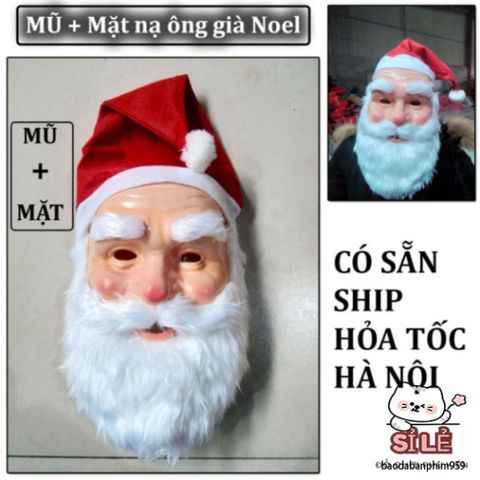 Bộ Mặt Nạ Ông Già Noel và Mũ Râu Trắng - Trang Trí Giáng Sinh và Halloween Vui Nhộn, Phụ Kiện Tiệc Tùng Sắc Màu