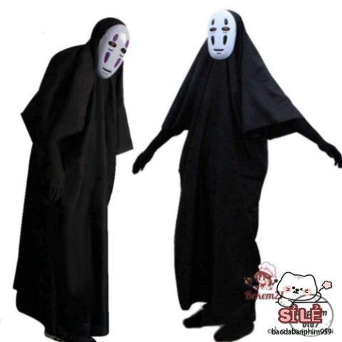 Bộ Trang Phục Cosplay Vô Diện Spirited Away - Áo Choàng Đen & Mặt Nạ Kaonashi Cho Người Lớn & Trẻ Em