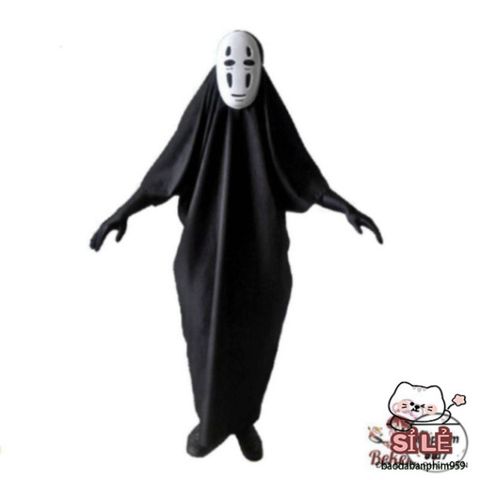 Bộ Trang Phục Cosplay Vô Diện Spirited Away - Áo Choàng Đen & Mặt Nạ Kaonashi Cho Người Lớn & Trẻ Em