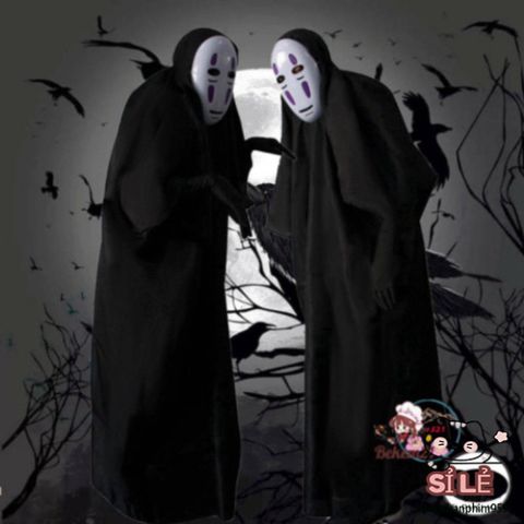 Bộ Trang Phục Cosplay Vô Diện Spirited Away - Áo Choàng Đen & Mặt Nạ Kaonashi Cho Người Lớn & Trẻ Em